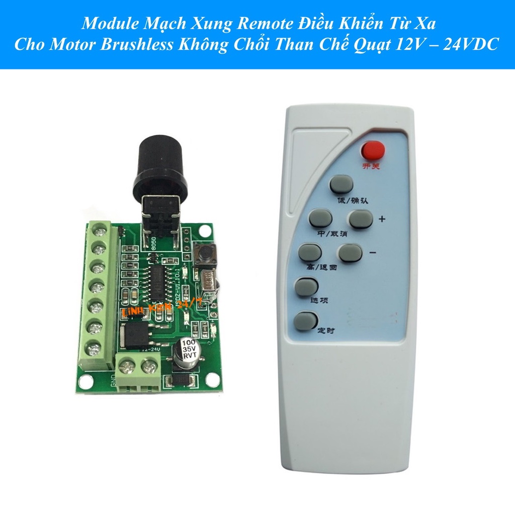 Mạch Xung Điều Khiển Từ Xa Cho Motor Brushless Không Chổi Than Chế Quạt 12V – 24VDC