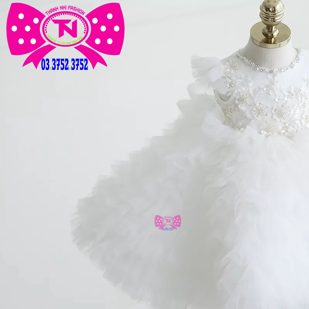 Váy Bé Gái Trắng Kết Cườm Hàng Thiết Kế Cao Cấp - Váy Công Chúa Thanh Nhi TN1742022001