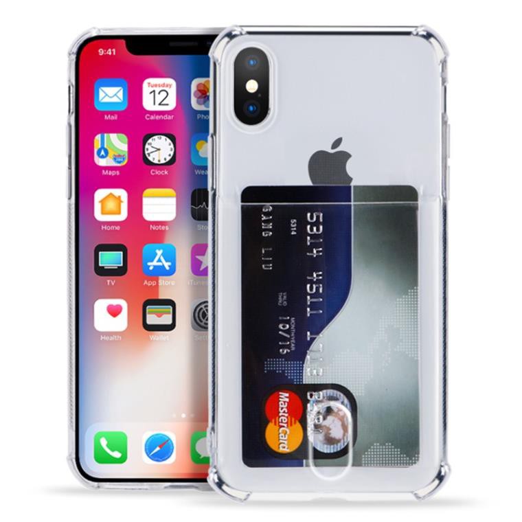 Ốp lưng mềm trong suốt có khe đựng thẻ cho iPhone5 iPhone 6 / 6S / 6sp / 7 / 8 / 7P / 8P / X XS MAX