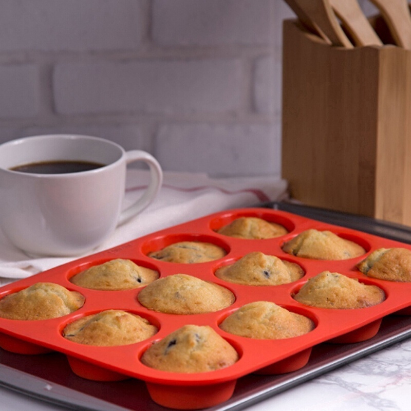 Khuôn Silicon Làm Bánh Cupcake 24 Ngăn Tiện Lợi