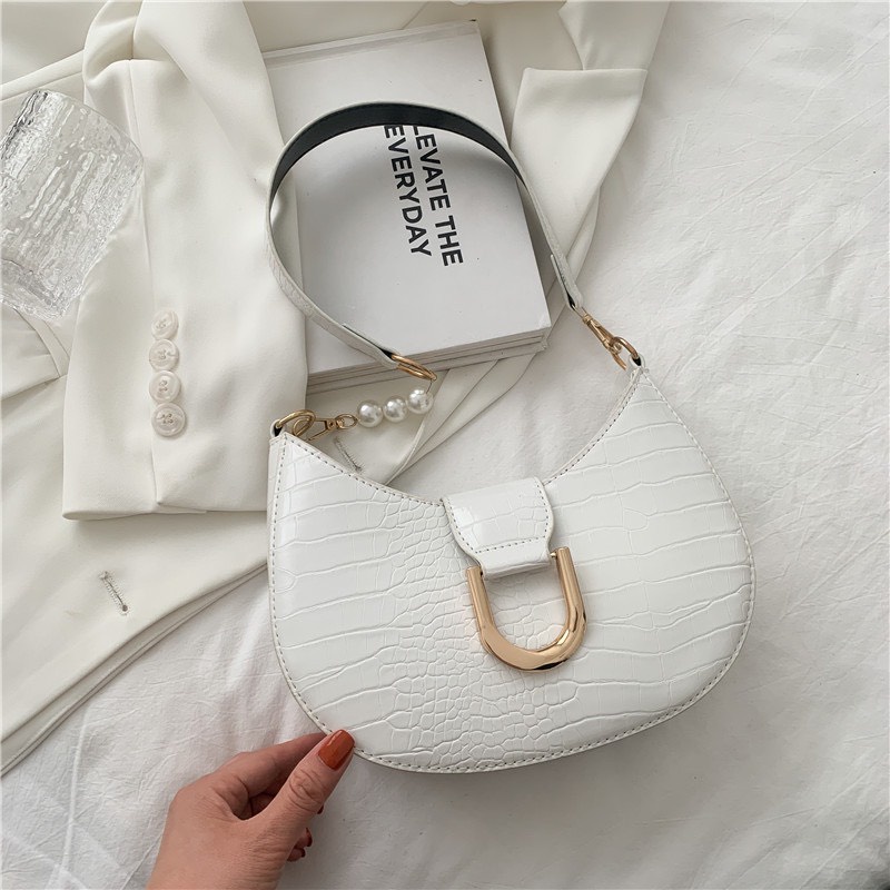 Túi Xách Nữ kẹp Nách Đeo Vai Phối Dây Ngọc Xinh Phong Cách Hàn Quốc Phù Hợp Đi Chơi Đi Tiệc