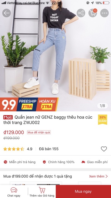 [XẢ KHO GIÁ SỐC] Quần Jean Nữ Genz Baggy Thêu Hoa Cúc Thời Trang