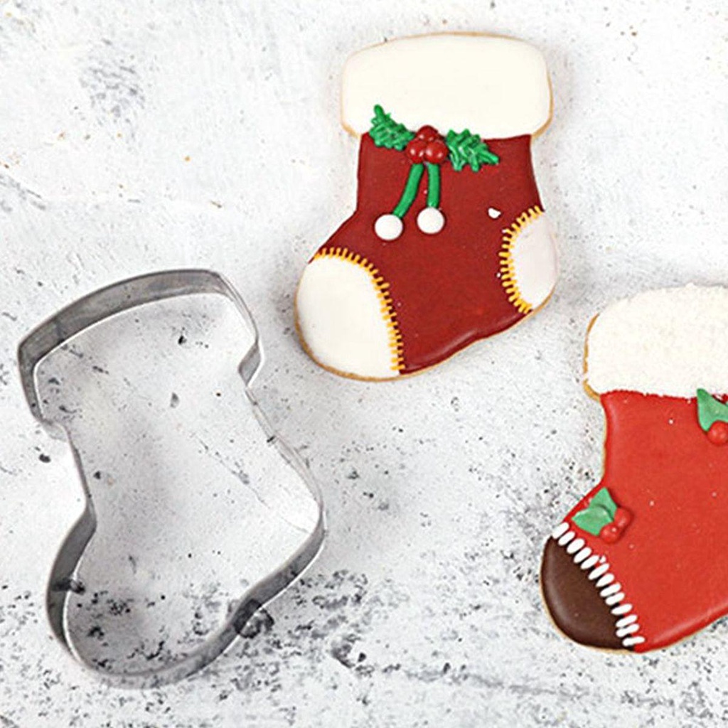 Khuôn Làm Bánh Quy Hình Ông Già Noel Tuần Lộc / Hoa Tuyết 3D Bằng Thép Không Gỉ DIY