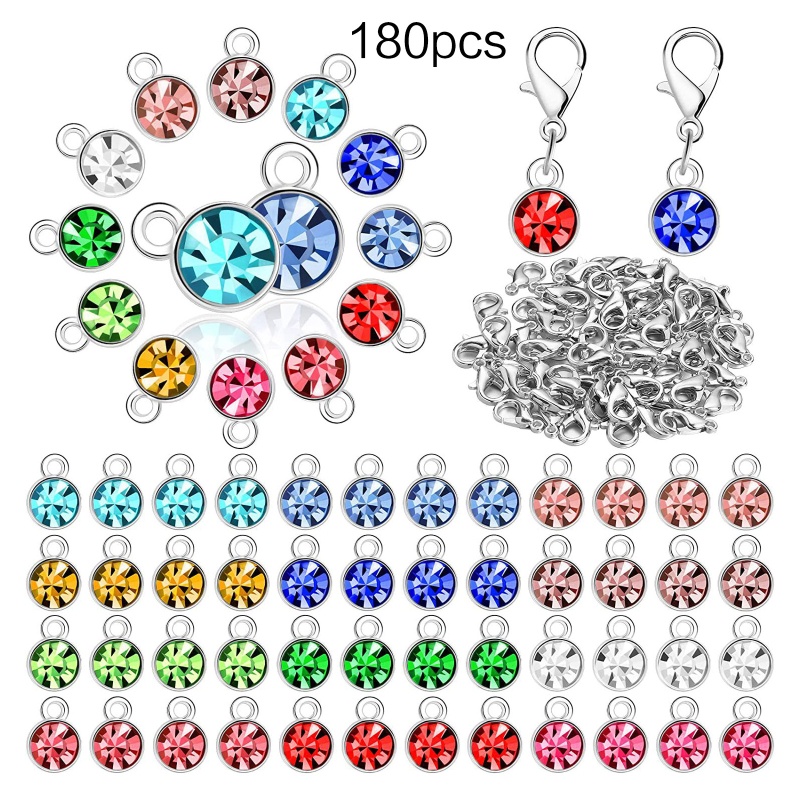 Set 180 Hạt Đá Pha Lê Có Vòng Kẹp Càng Cua Dùng Làm Mặt Dây Chuyền