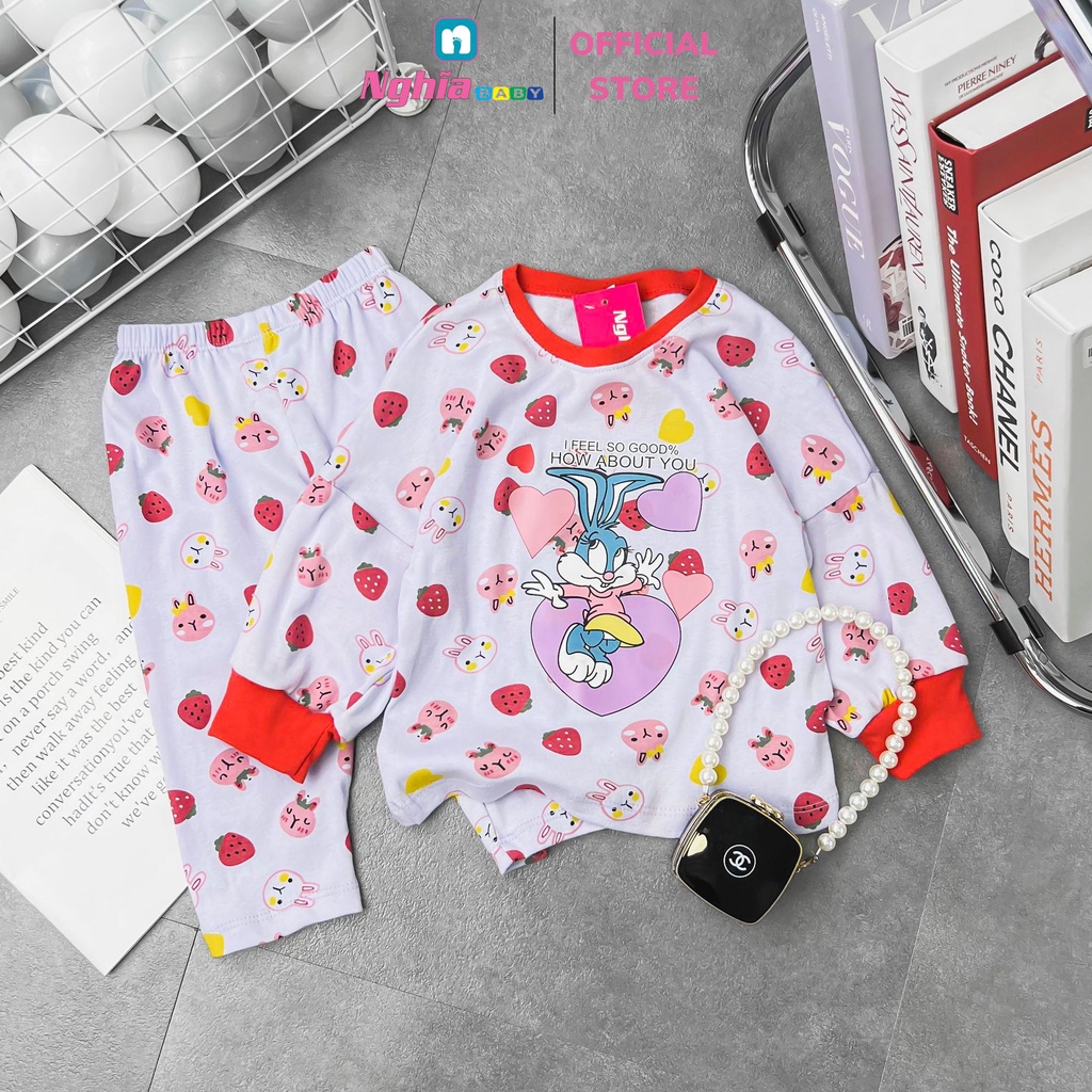 Đồ bộ dài bé gái - Bộ Quần áo dài tay bé gái - Đồ bộ dài tay cho bé gái chất bozip NGHĨA BABY dành cho bé từ 13kg-28kg