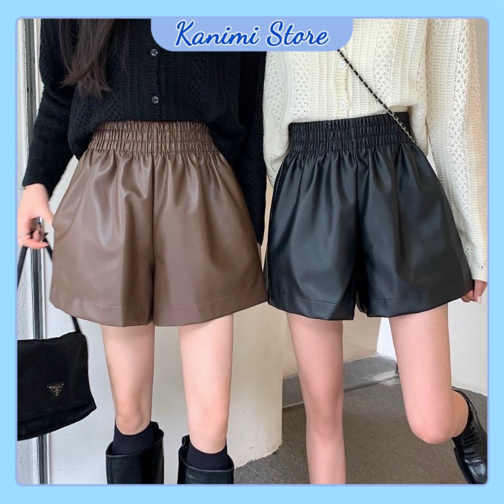 Quần Short Da Nữ Thời Trang - Quần Sóc Da Cạp Chun To Dáng Xòe Hàng Cao Cấp Kanimi