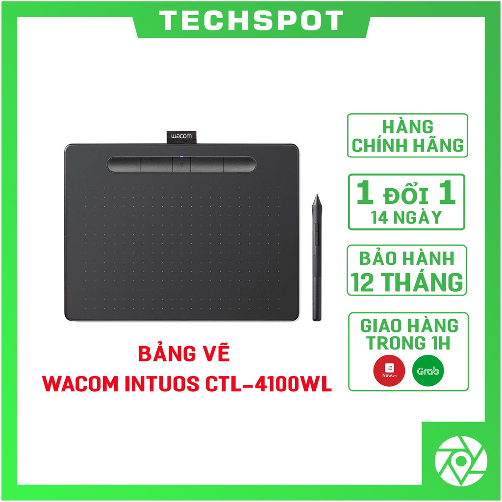 Bảng vẽ Wacom Intuos Bluetooth S CTL-4100WL/K0 (hàng phân phối chính thức) - màu Đen