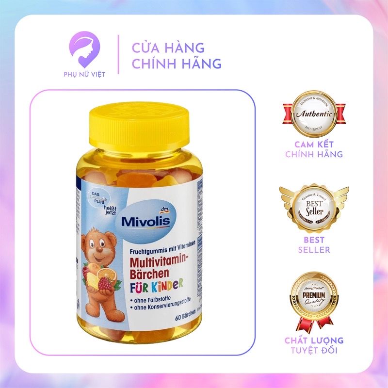 Kẹo gấu vị trái cây bổ sung Vitamin tổng hợp cho trẻ em Mivolis Mutilvitamin Barchen 60 viên Nội Địa Đức