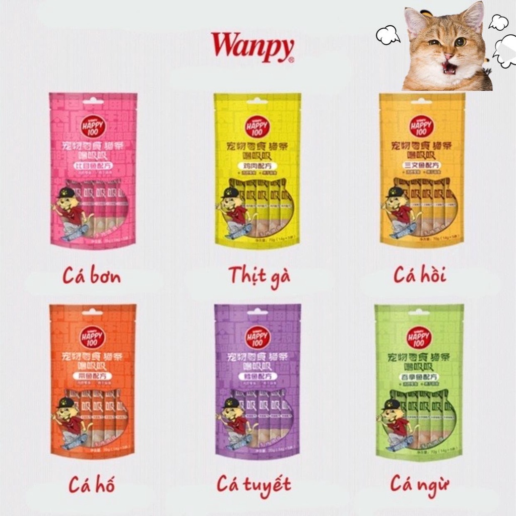 súp nhuyễn wanpy 1 bịch 5 gói dành cho mèo