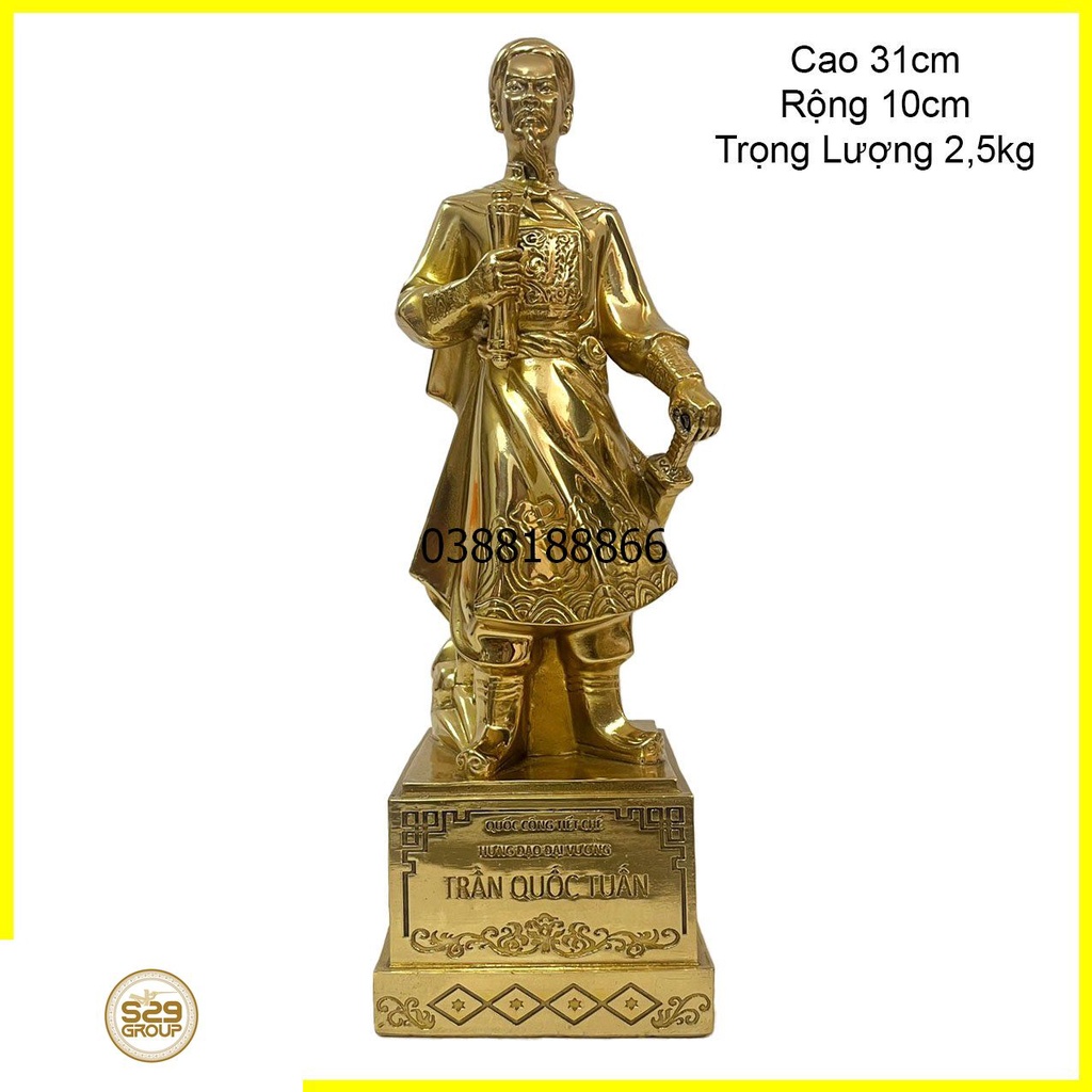 Trần Hưng Đạo,Trần Quốc tuấn,Hưng đạo đại vương bằng đồng nguyên chất cao 31cm,tượng danh nhân để bàn làm việc