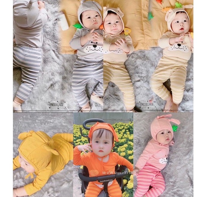 43. [HCM] Đồ bộ thu đông trẻ sơ sinh (5-15kg) tay dài quần dài, vải Cotton thun lạnh Minky Mom chính phẩm