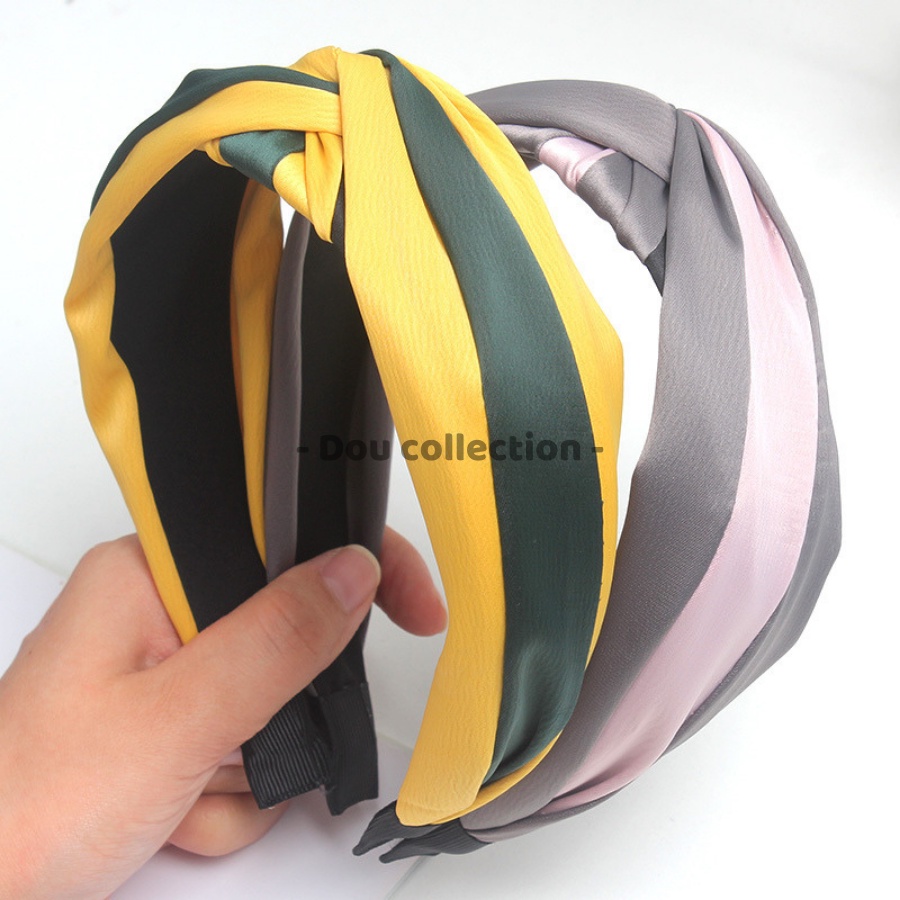 [NowShip2h] Cài tóc bờm tóc băng đô nữ đẹp vải phối hai màu sang trọng gọng nhựa phong cách Hàn Quốc nhiều màu -Mã CT015