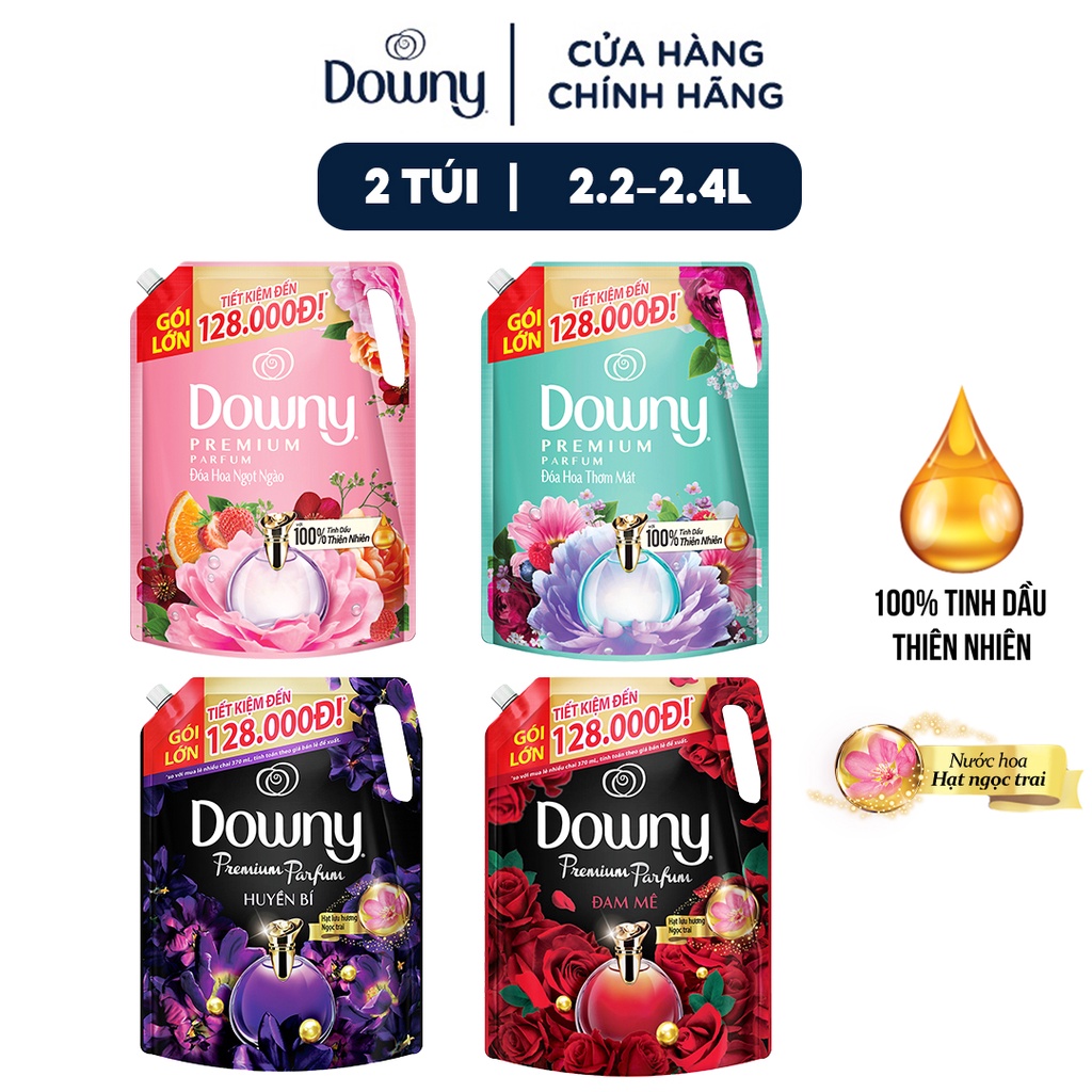 [Mã FMCGMALL -8% đơn 250K] Combo 2 Túi Nước Xả Vải DOWNY Nắng Mai 2.3L/ Đam Mê 2.2L/ Huyền Bí 2.2L