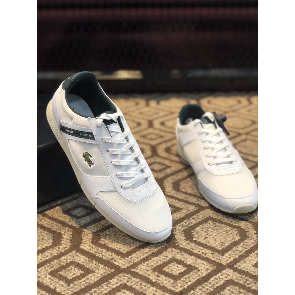 Giày sneakers trắng Lacoste nam chính hãng, giày da thật nam cá sấu màu trắng - Size 41, 43