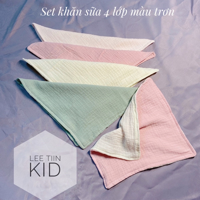 Set khăn sữa xô muslin organic màu trơn tông hàn quốc siêu xinh