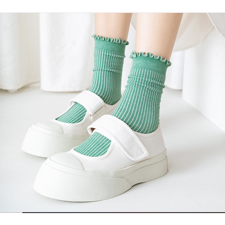 Tất nữ cổ cao Hàn Quốc cute bèo nhún cao cấp CAMILA T01
