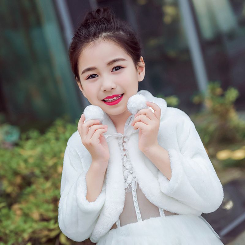 Khăn Choàng Lông Giả Màu Trắng Ấm Áp Thanh Lịch Cho Cô Dâu