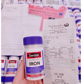 Sắt Swisse Ultiboost Iron với vitamin C, tảo xoắn 30 viên - Bổ sung sắt hữu cơ