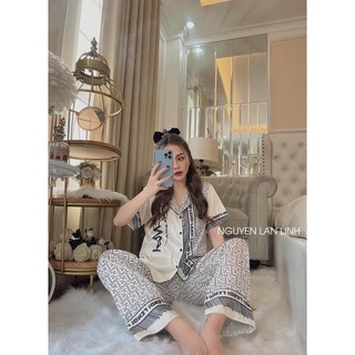 Bộ ngủ lụa latin cộc dài hàng thiết kế mác SAM (kèm video và ảnh thật)
