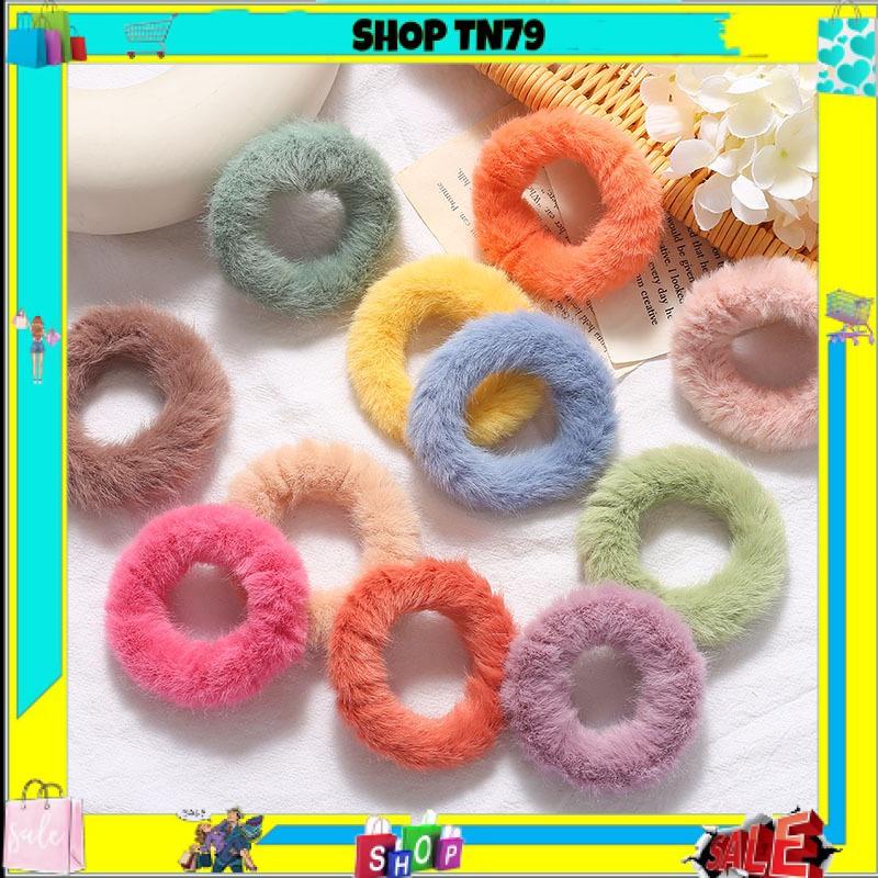 DÂY BUỘC TÓC TRƠN NHIỀU MÀU PHỐI LÔNG XINH XẮN DỄ THƯƠNG PHONG CÁCH HÀN QUỐC