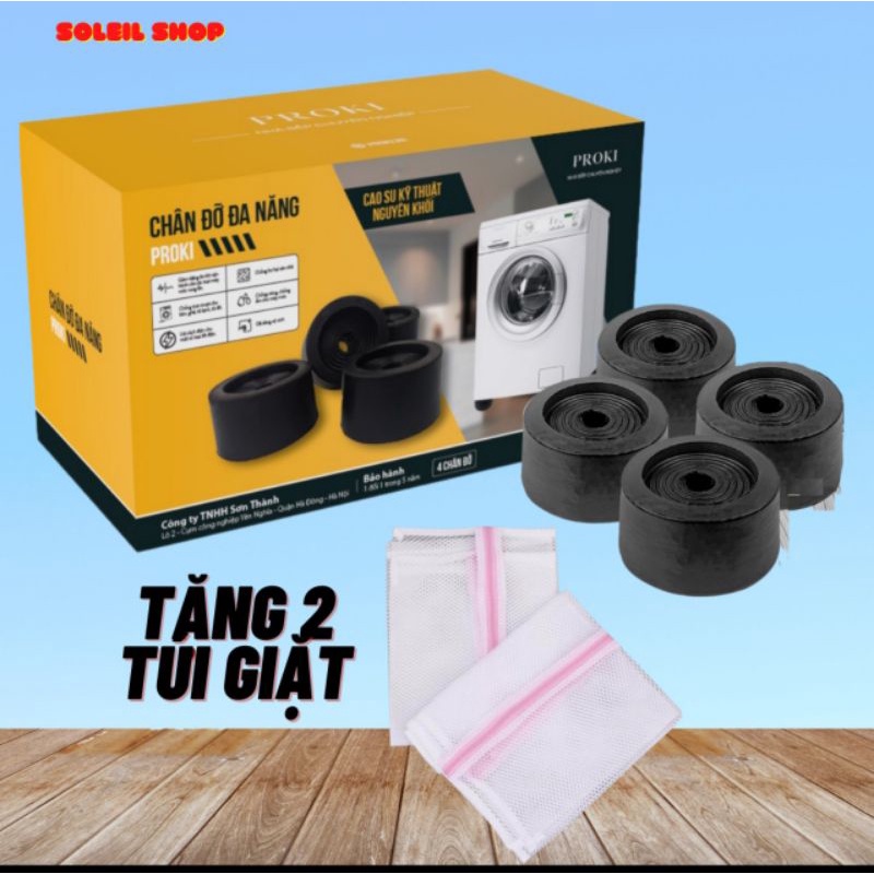 Đế chống rung máy giặt Proki bộ 4 miếng, miếng lót chống rung lắc máy giặt, cao su chất lượng cao - Soleil shop