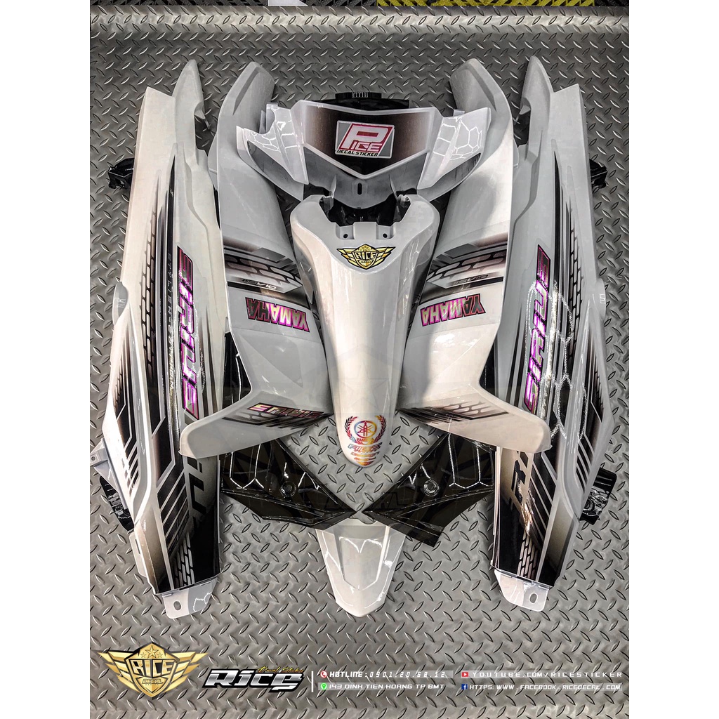 Tem Rice decal Car Frame  Ghép Crôm Dán Hộp Đầu Sirius