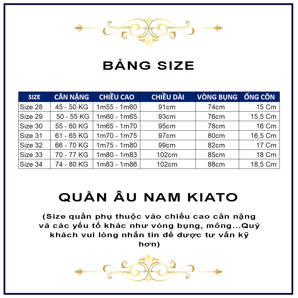 Quần âu nam Cao Cấp Kiato, style Hàn, quần tây dáng côn trẻ trung, co dãn ôm, vải chống nhăn cao cấp không bai, xù | BigBuy360 - bigbuy360.vn