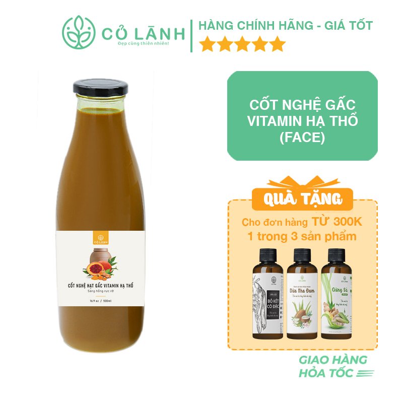 Nước cốt nghệ hạt gấc hạ thổ Cỏ Lành 1000ml - Dưỡng trắng da mặt , làm mờ thâm nám tàn nhang