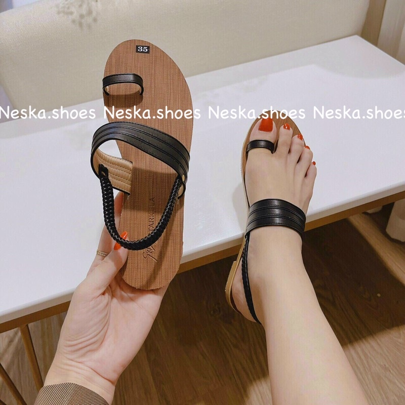 Giày sandal xỏ ngón đế bệt nữ quai thun hàng chất lượng mã Nes.11