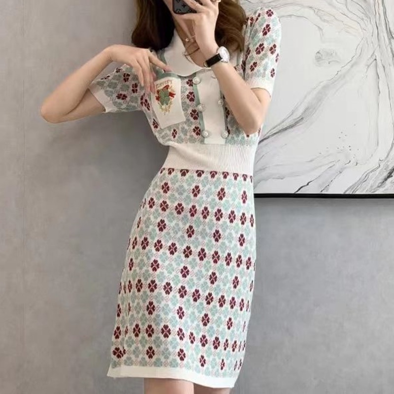 Đầm Dệt Kim Tay Ngắn Dáng Ôm Thời Trang Tinh Tế Cho Nữ