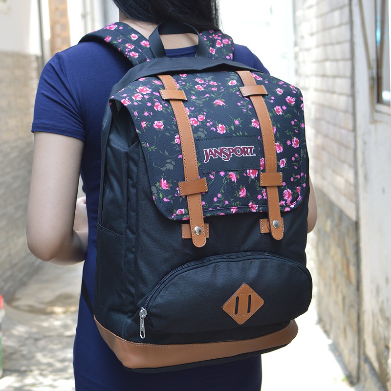 Balo Thời Trang JANSPORT LAPTOP BACKPACK màu đen họa tiết hoa