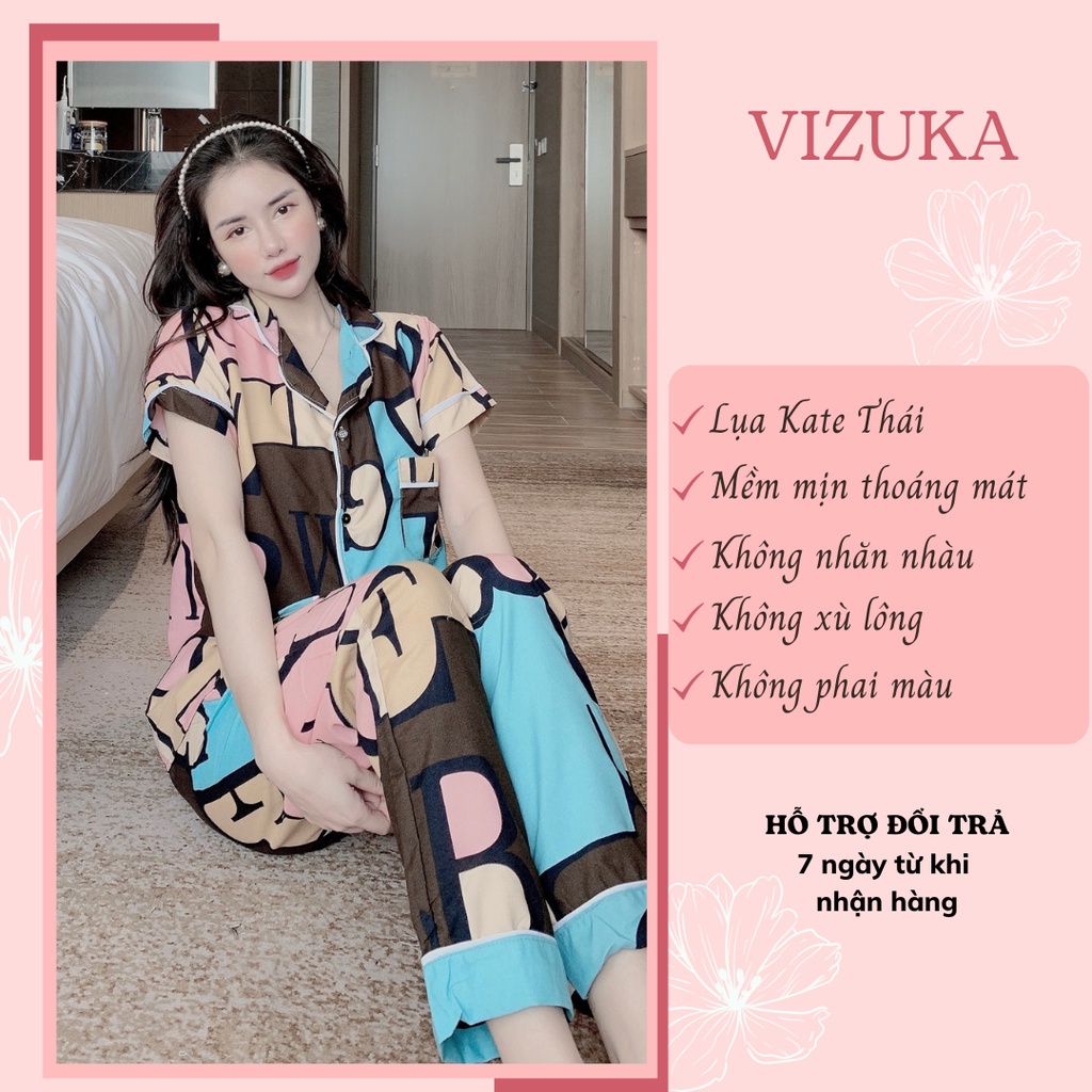 Đồ bộ pijama nữ mặc nhà chất liệu kate thái dễ thương VIZUKA