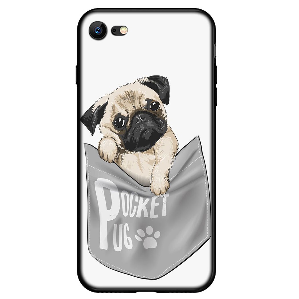 Ốp điện thoại silicone mềm in hình chú chó Pug IQI116 cho iPhone X XR XS Max 5 6 5s 6s 7 8 Plus SE