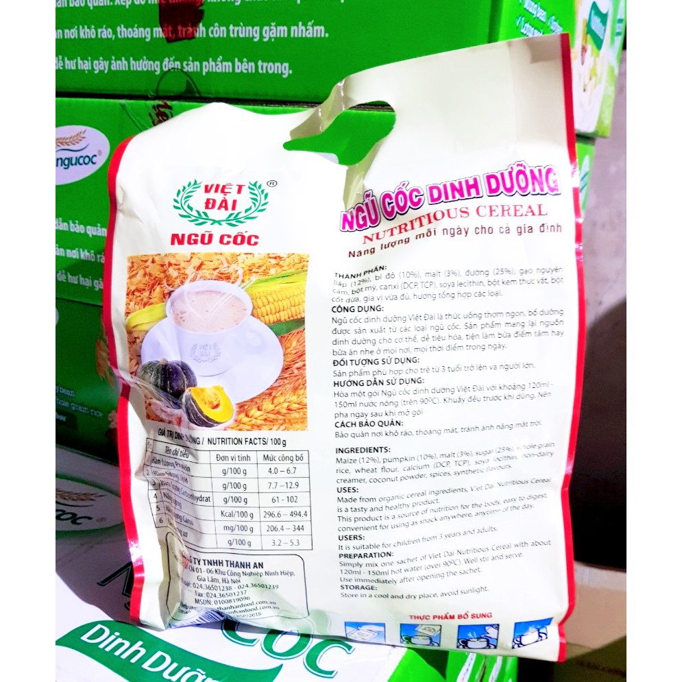 [ Tiêu Chuẩn Châu Âu ] Túi 500G Bột ngũ cốc dinh dưỡng Việt Đài Ngũ cốc sạch chất lượng an toàn đảm bảo chính hãng