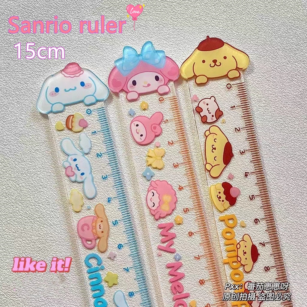 SANRIO Thước Kẻ Hai Lớp Trong Suốt Hình Hello Kitty 15CM