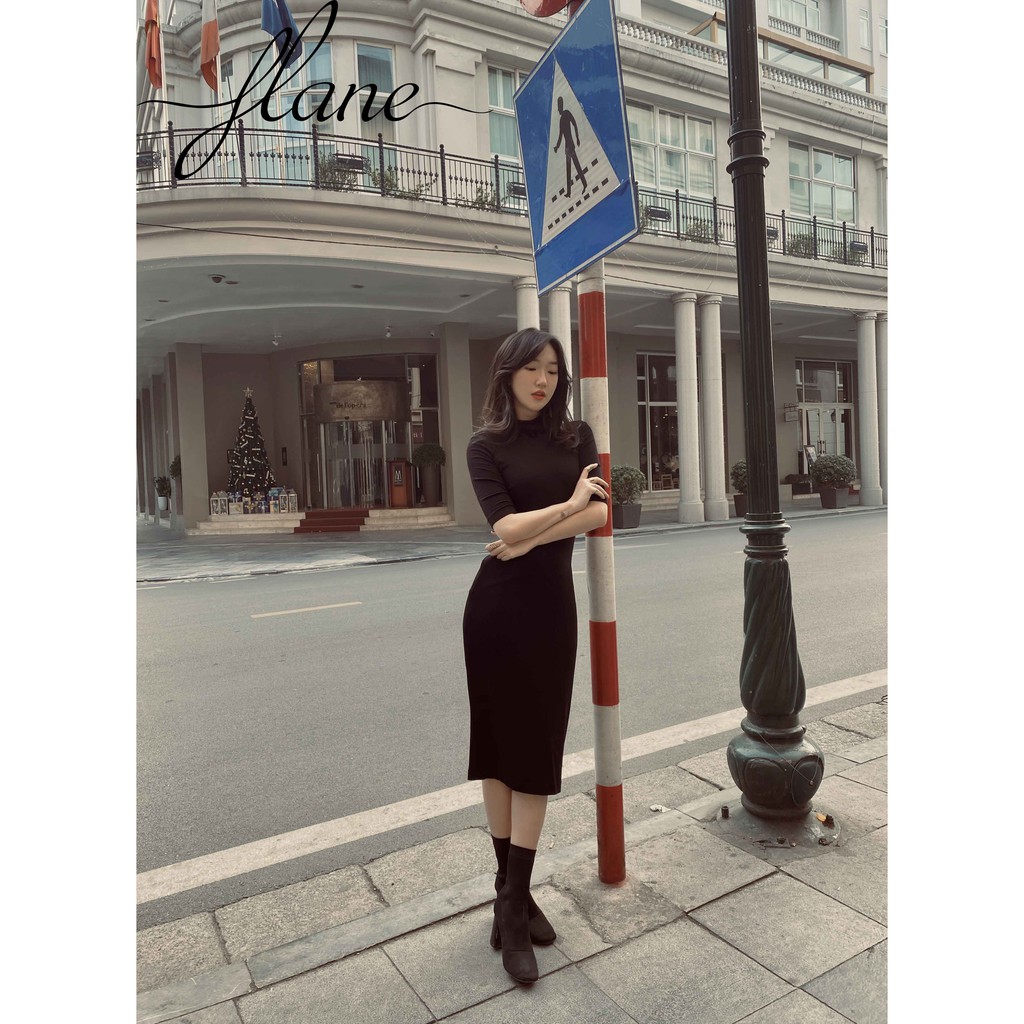 ️ Váy body cổ lọ nữ ️ [ HÀNG THIẾT KẾ Flane] dáng ôm, tay lửng thiết kế cao cấp