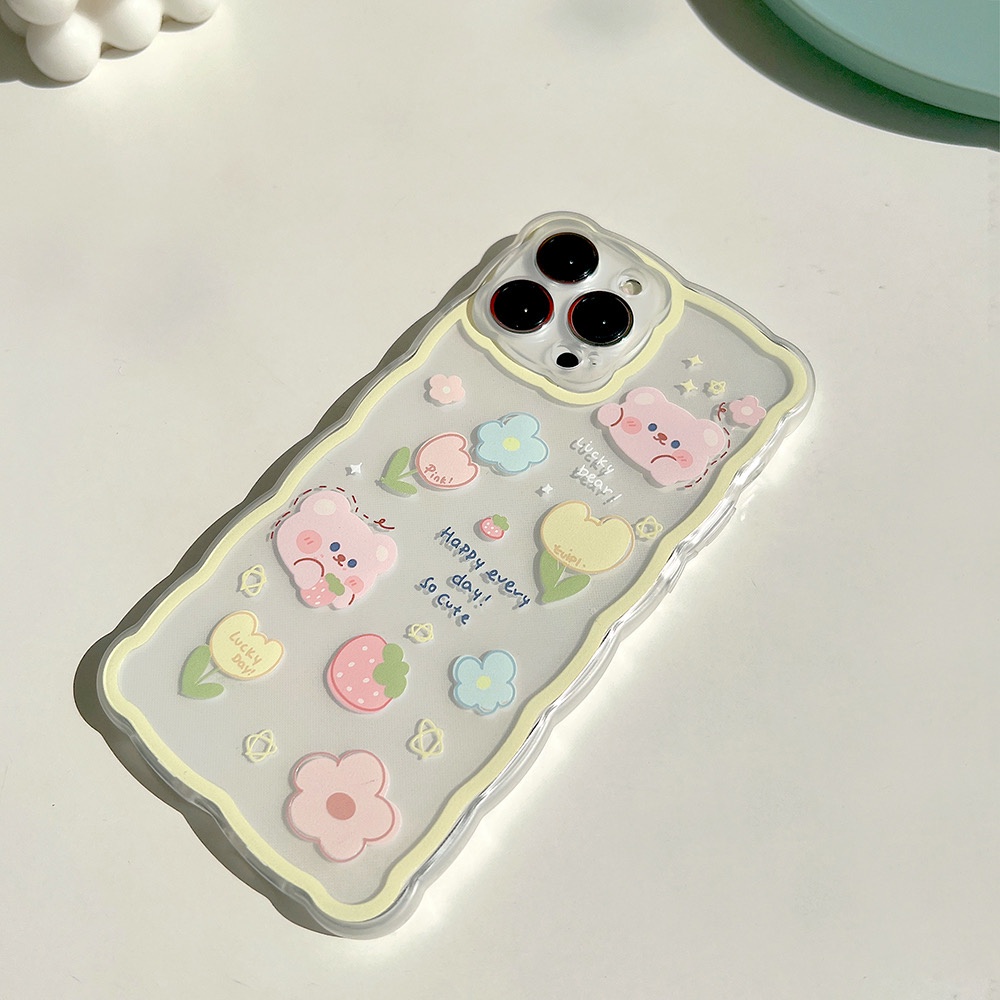 Ốp lưng iphone Cạnh Sóng Viền Vàng Lucky Bear 13promax/13pro/13/12promax/12pro/12/7plus/8plus/11/11promax/x/xs/xsmax/7/8