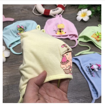 mũ đội đầu cho bé sơ sinh tư 0-6 tháng - có dây buộc