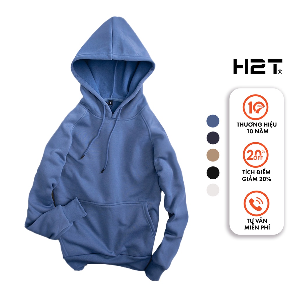 Áo Hoodie Trơn Thiết Kế H2T Kiểu Dáng Regular, Basic Phối Màu Sắc Trẻ Trung Năng Động, Vải Nỉ Bông Giữ Ấm Tốt 1487,1483