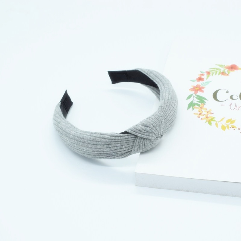 Băng đô cài tóc bằng vải len dệt màu trơn thời trang phong cách retro