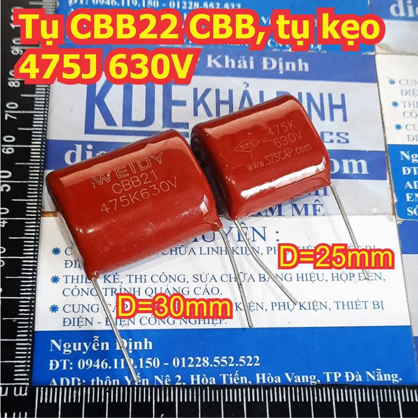 5 con Tụ CBB22 CBB, tụ kẹo tụ nâu đỏ 475J 400V hoặc 630V kde1764