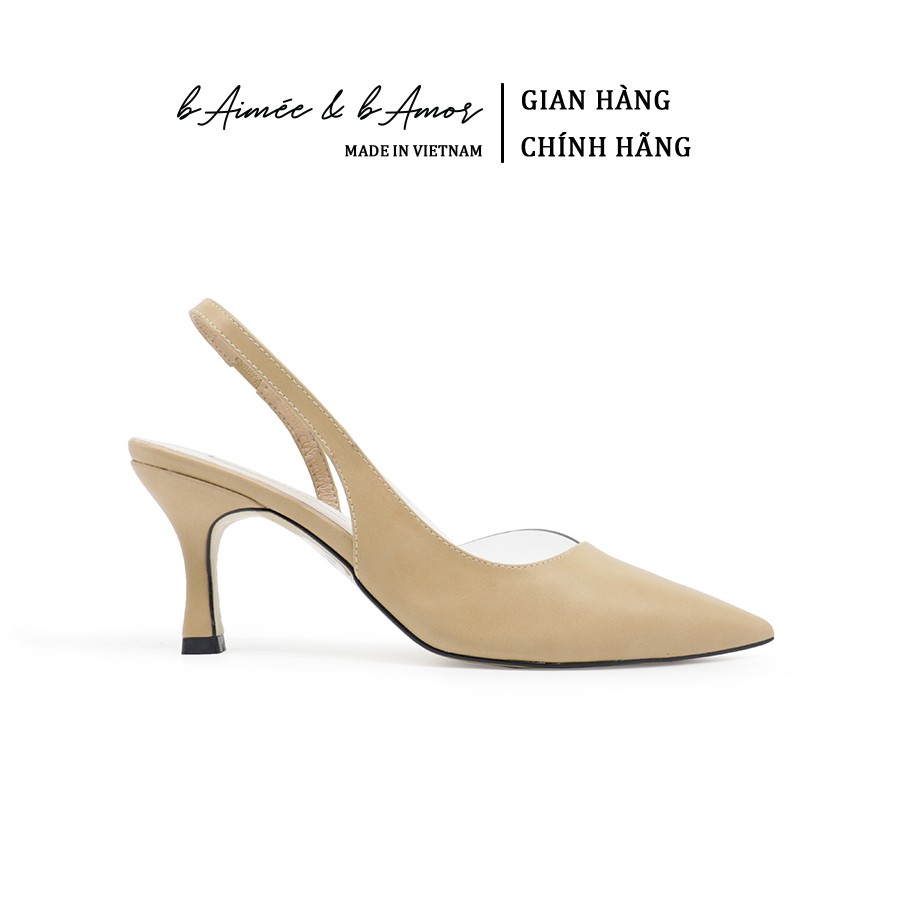 Giày cao gót bít mũi nữ 7p mũi nhọn gót nhọn dáng sandal slingback thời trang công sở đẹp bAimée &amp; bAmor - MS1562