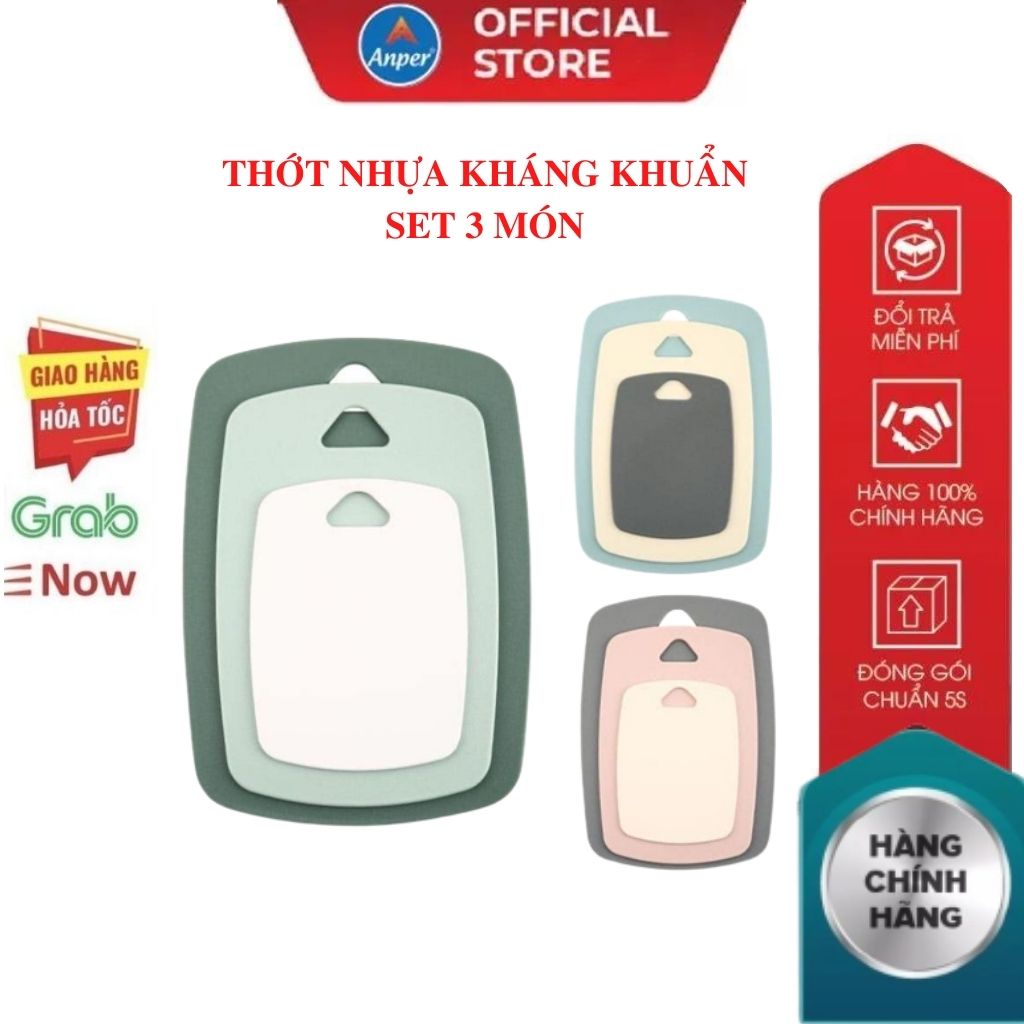 Set 3 Thớt Nhựa Kháng Khuẩn Cao Cấp/ Bộ 3 Thớt Kháng Khuẩn