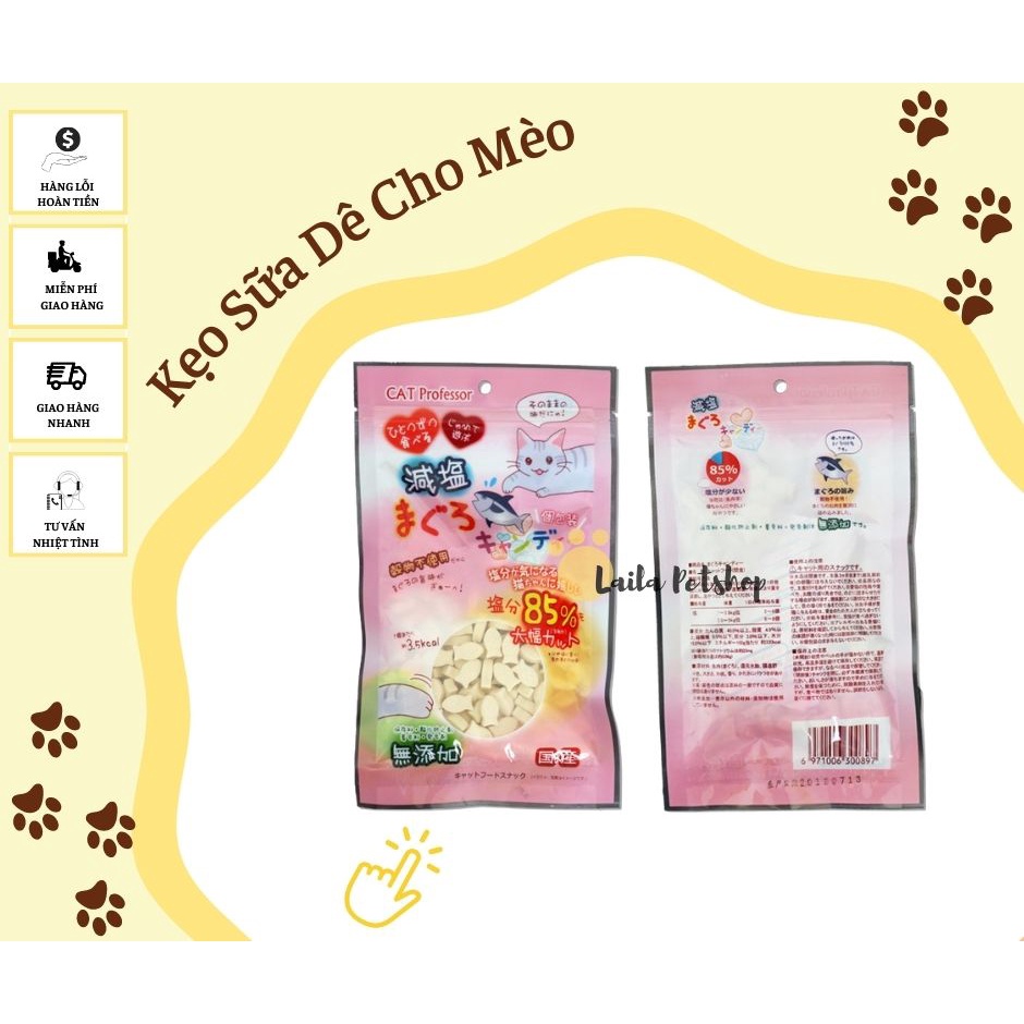 Bánh Viên Sữa Dê Bổ Sung Canxi Cho Mèo - Snack thưởng cho mèo gói 100gr - Laila Petshop