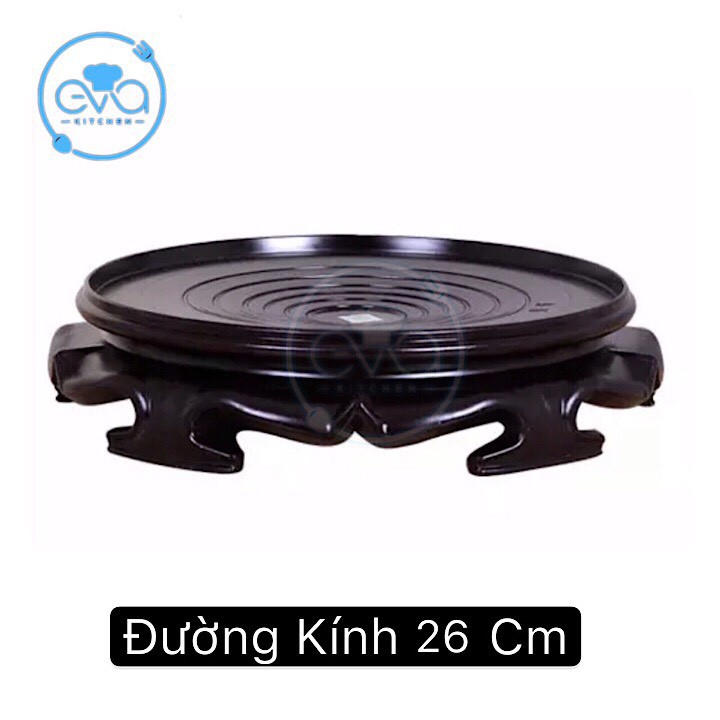 Đế Gỗ Nhựa Tròn Chân Hoa Văn Size 26 Cm Cao Cấp