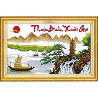 Tranh Thêu Chữ Thập Thuận Buồm Xuôi Gió 222860 (KHÁCH TỰ THÊU) KT:67X44CM