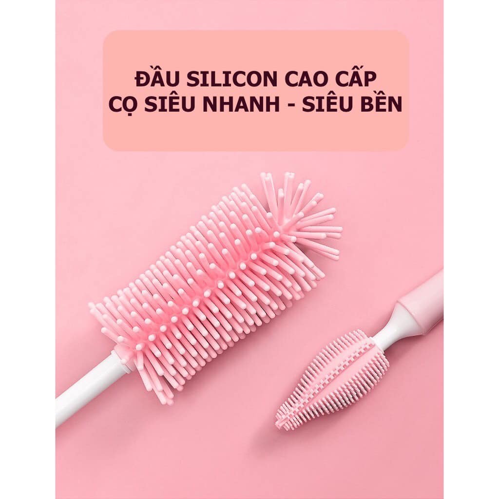 Bộ cọ bình sữa, núm ti silicon 3 chi tiết