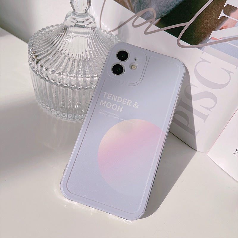 Ốp Điện Thoại Tpu In Hình Mặt Trăng Màu Tím Nhạt Cho iphone 15 14 13 12 mini 11 pro max x xs xr 8 7 plus