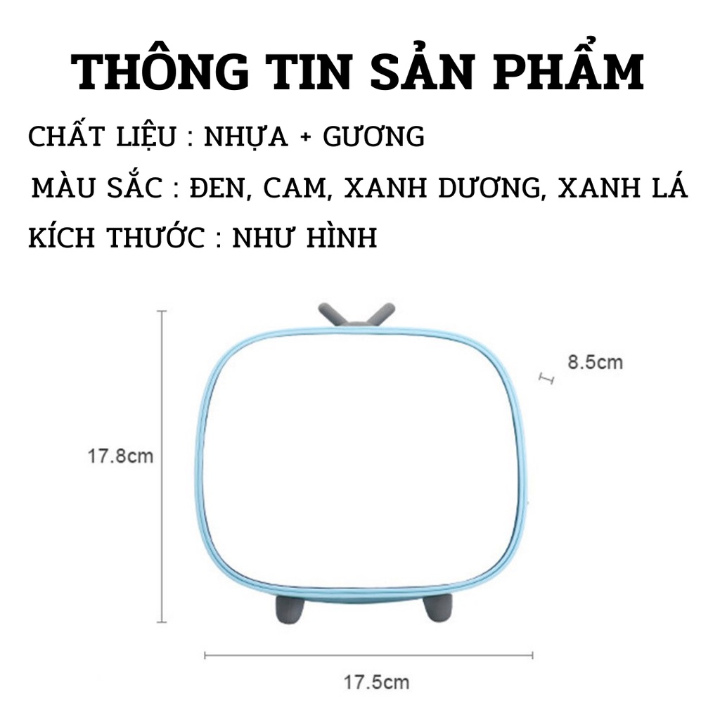 Gương Để Bàn Gương Trang Điểm Thiết Kế Mô Hình TV Có Khe Đựng Dụng Cụ Trang Điểm Trang Trí Nhà Cửa.