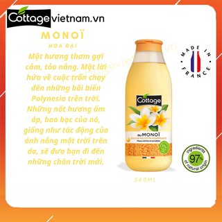 Sữa tắm Oil Extra Cottage của Pháp, phân phối chính hãng, dung tích 250ml / 560ml, Cottage oil, hoa nhài,trà,đại,monoi